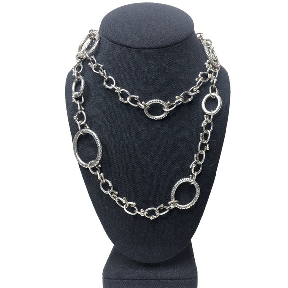 MICHAEL DAWKINS Sterling Silver Caviar Starry Night Link Toggle Necklace 36” - Picture 5 of 17